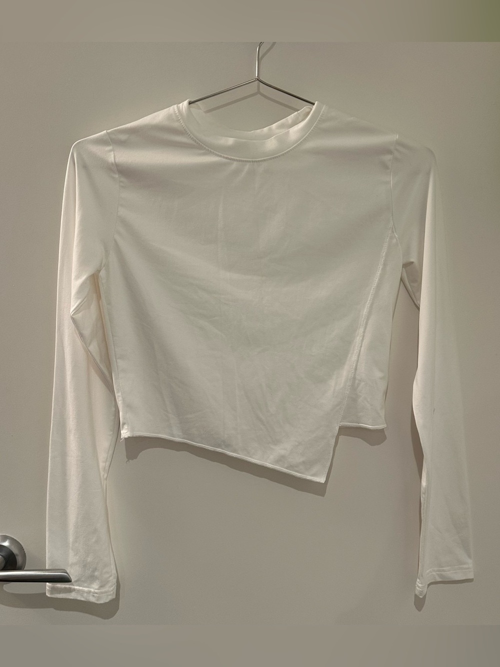 OAK + FORT White Asymmetric Long Sleeve Tee